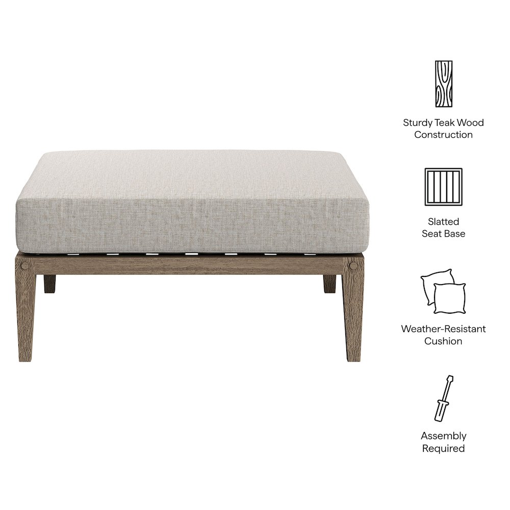 Northlake Outdoor Patio Teak Ottoman. Picture 2