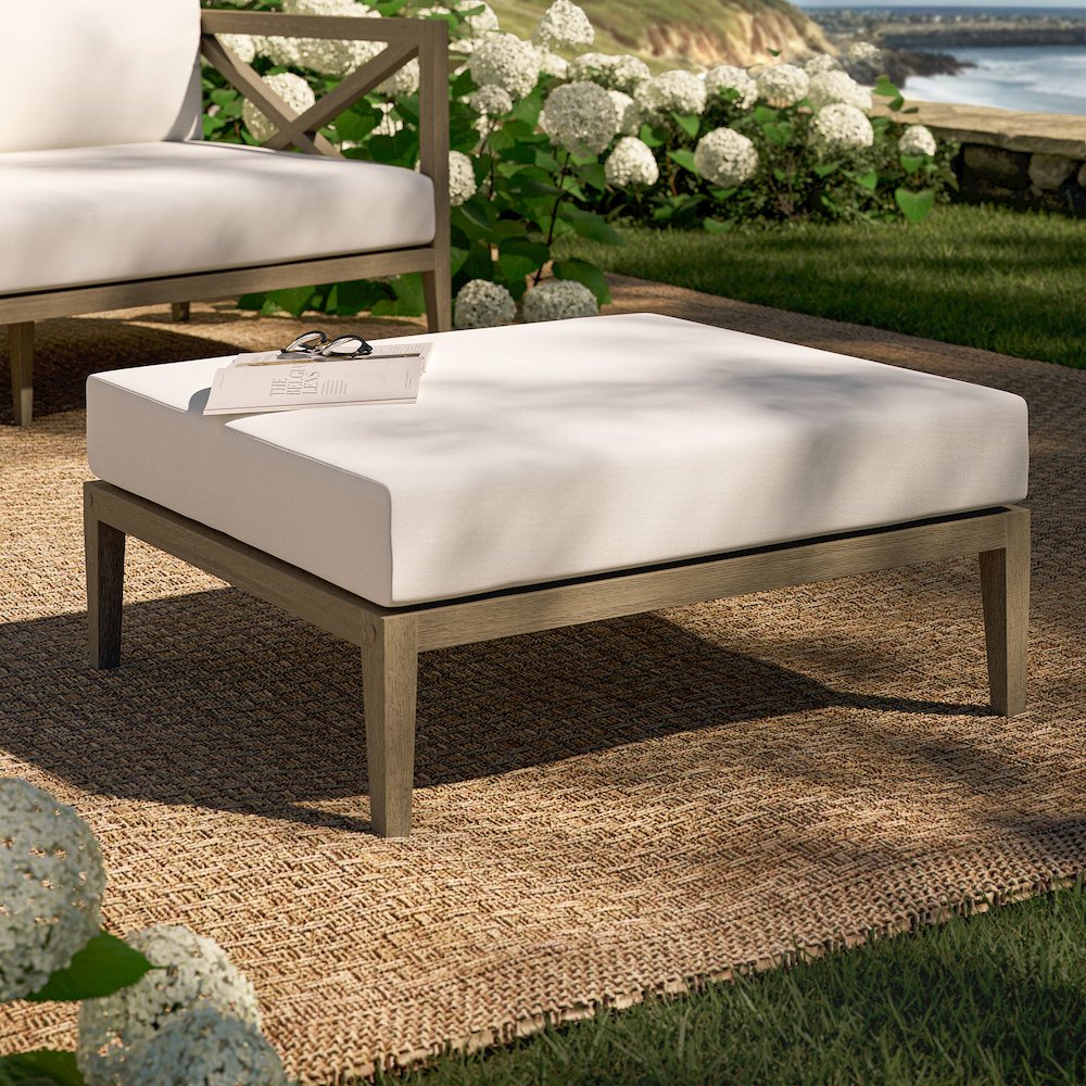 Northlake Outdoor Patio Teak Ottoman. Picture 8