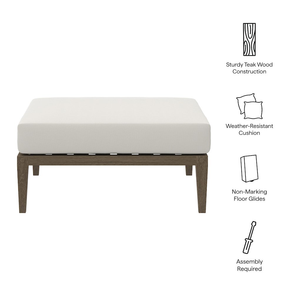 Northlake Outdoor Patio Teak Ottoman. Picture 3