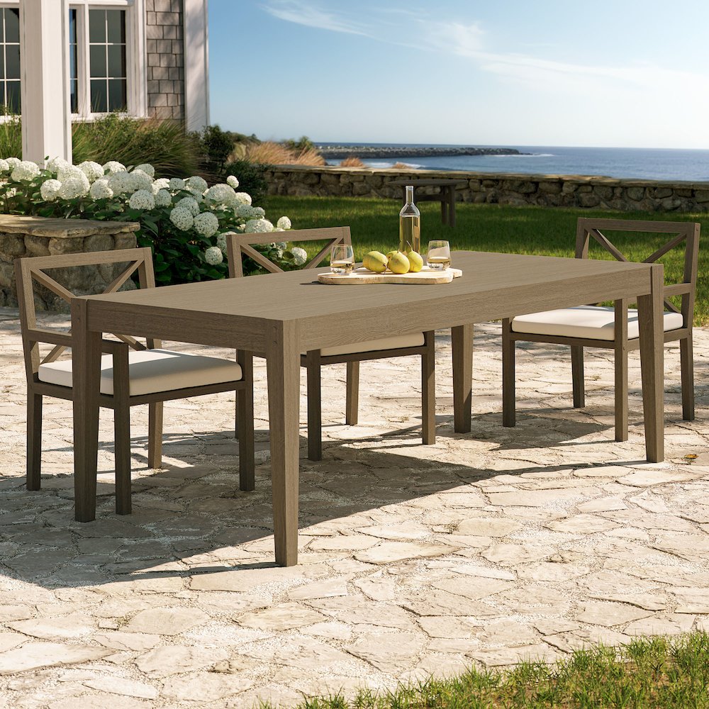 Northlake 83" Rectangular Outdoor Patio Teak Dining Table. Picture 9