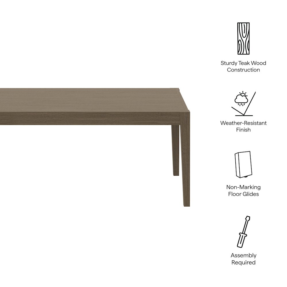 Northlake 83" Rectangular Outdoor Patio Teak Dining Table. Picture 3