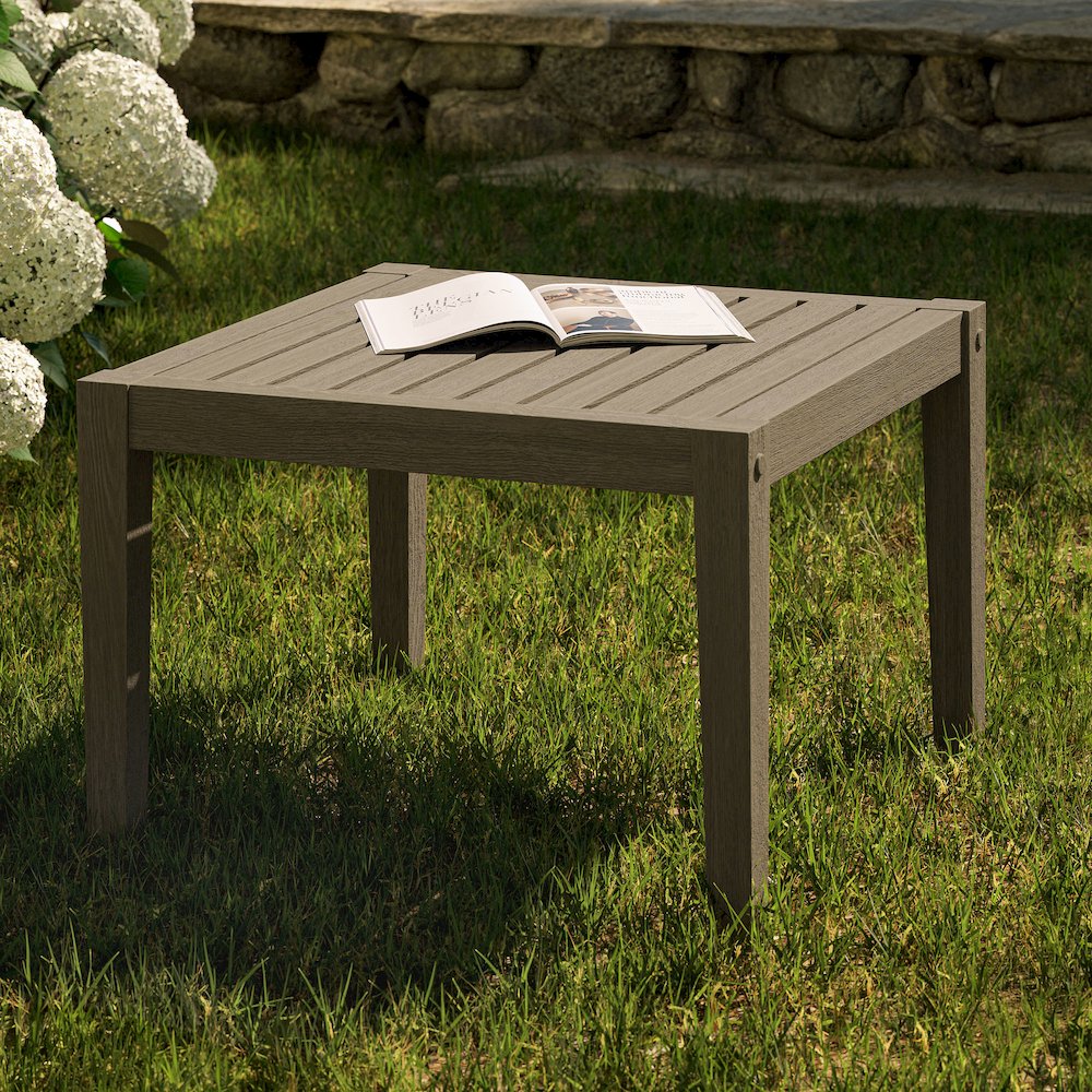 Northlake Square Outdoor Patio Teak Side Table. Picture 8