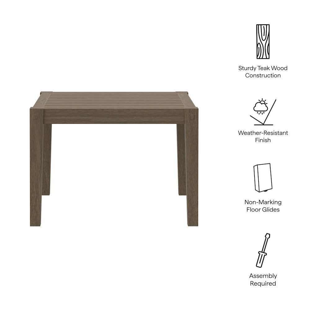 Northlake Square Outdoor Patio Teak Side Table. Picture 3