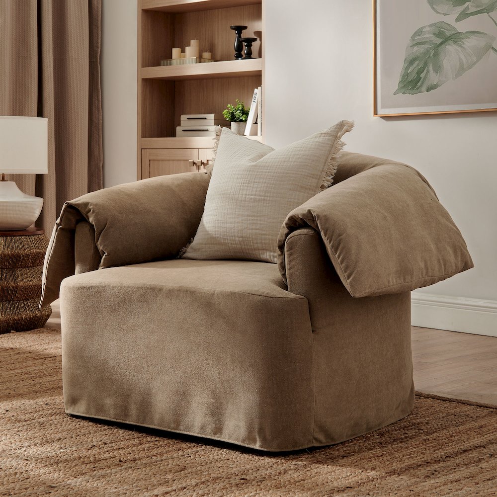 Lark Slipcovered Fabric Oversized Armchair. Picture 8