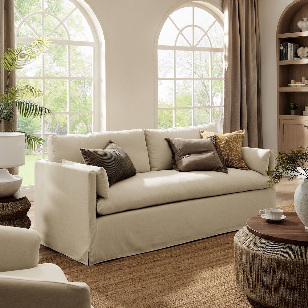 Wellfleet 85" Slipcovered Fabric Sofa. Picture 8