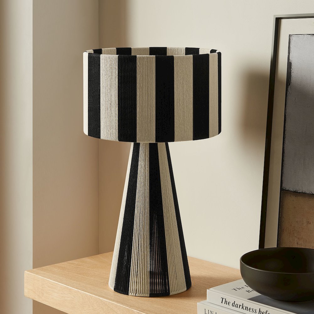Renae Handwoven Cotton Thread Striped Table Lamp. Picture 8