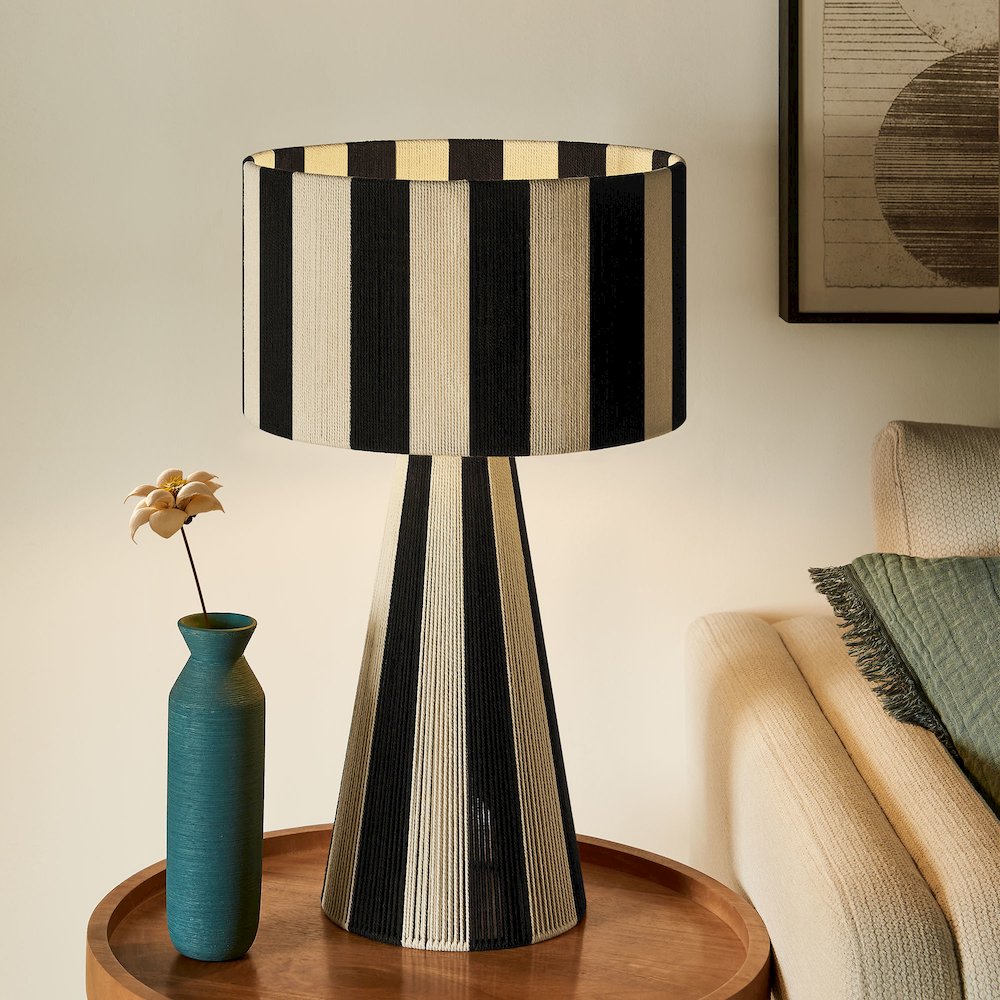 Renae Handwoven Cotton Thread Striped Table Lamp. Picture 9