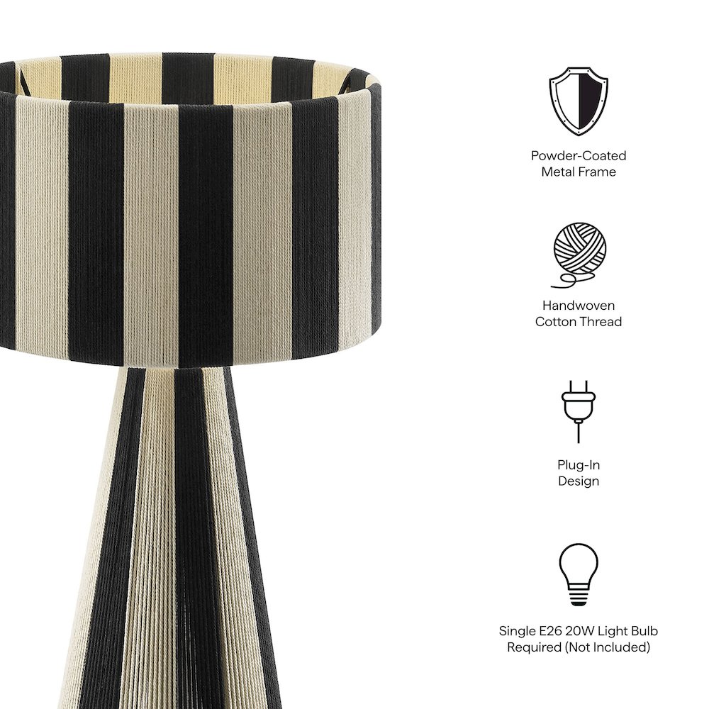 Renae Handwoven Cotton Thread Striped Table Lamp. Picture 2