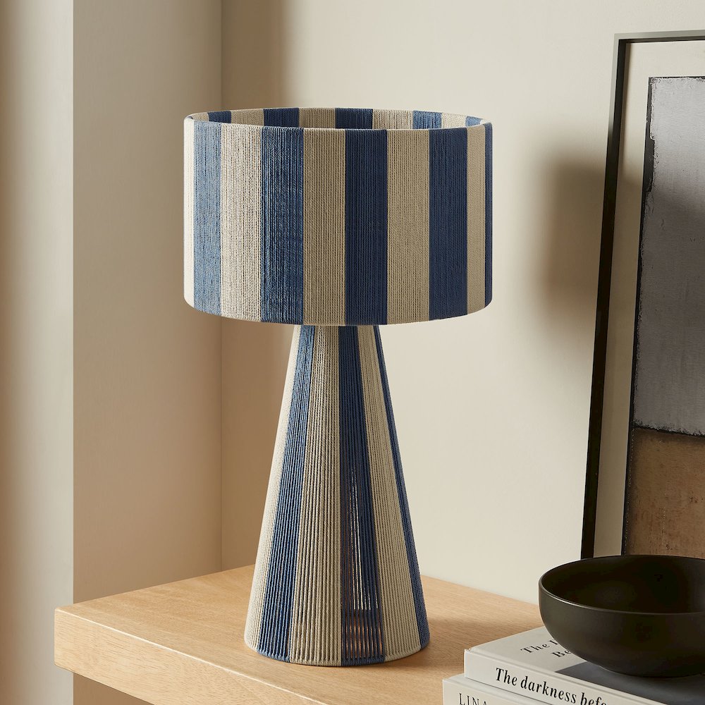 Renae Handwoven Cotton Thread Striped Table Lamp. Picture 8