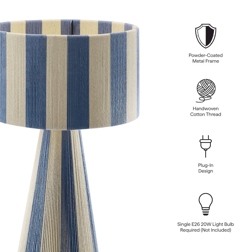 Renae Handwoven Cotton Thread Striped Table Lamp. Picture 2