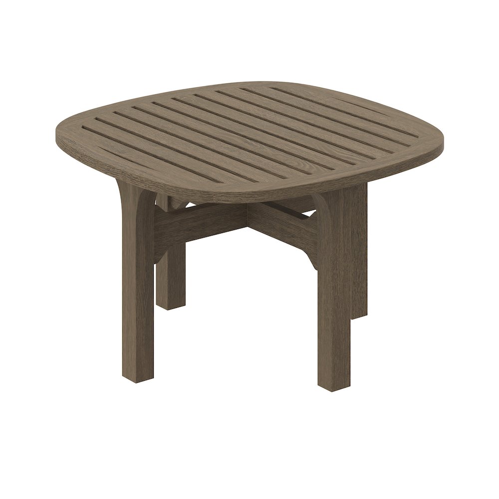 Saratoga Square Outdoor Patio Teak Wood Side Table. Picture 5