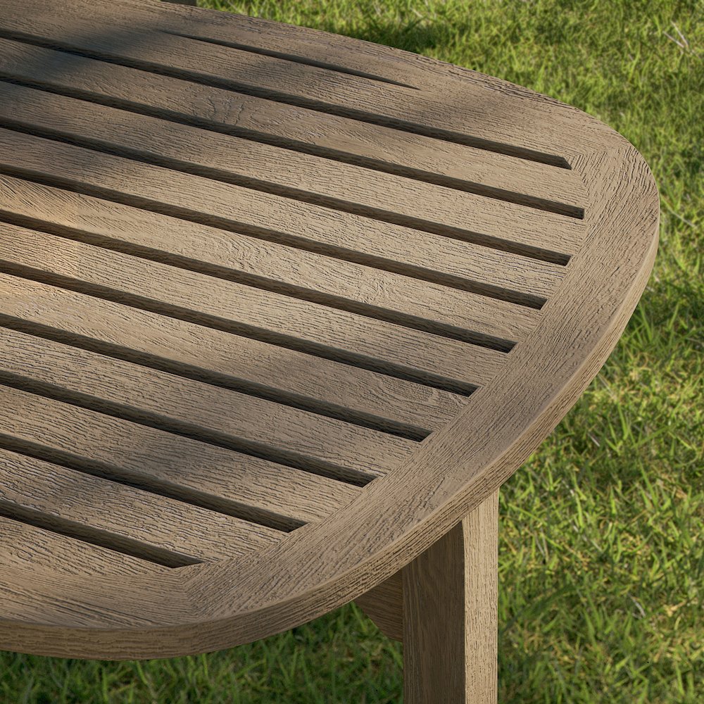 Saratoga Square Outdoor Patio Teak Wood Side Table. Picture 9