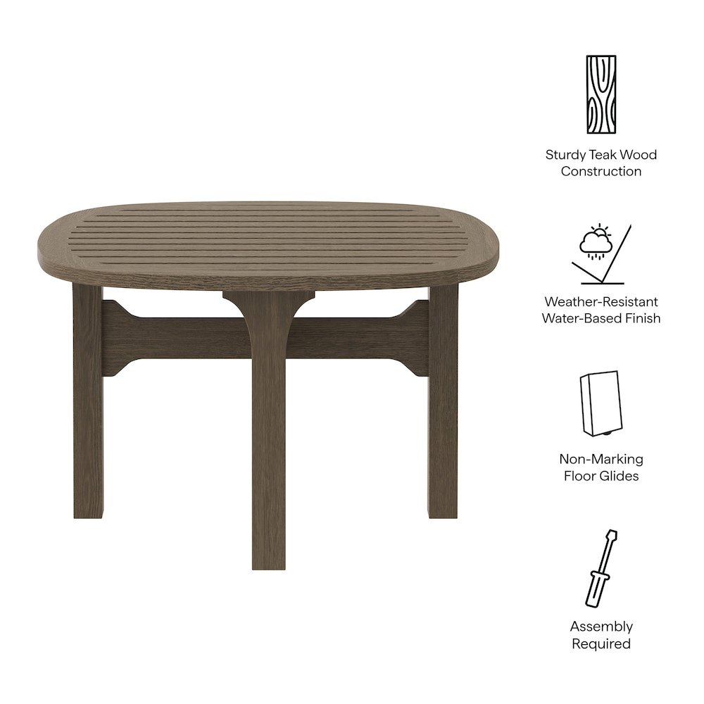 Saratoga Square Outdoor Patio Teak Wood Side Table. Picture 3