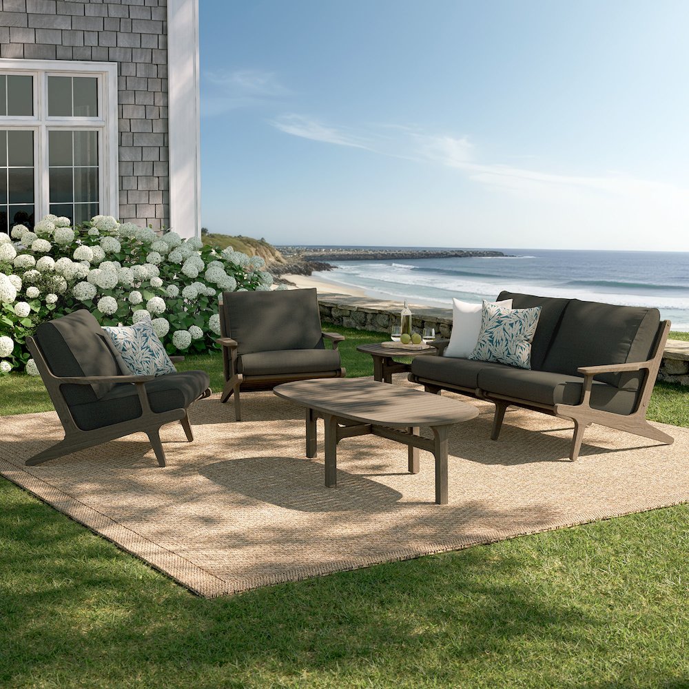 Saratoga 5-Piece Outdoor Patio Teak Wood Furniture Set. Picture 13