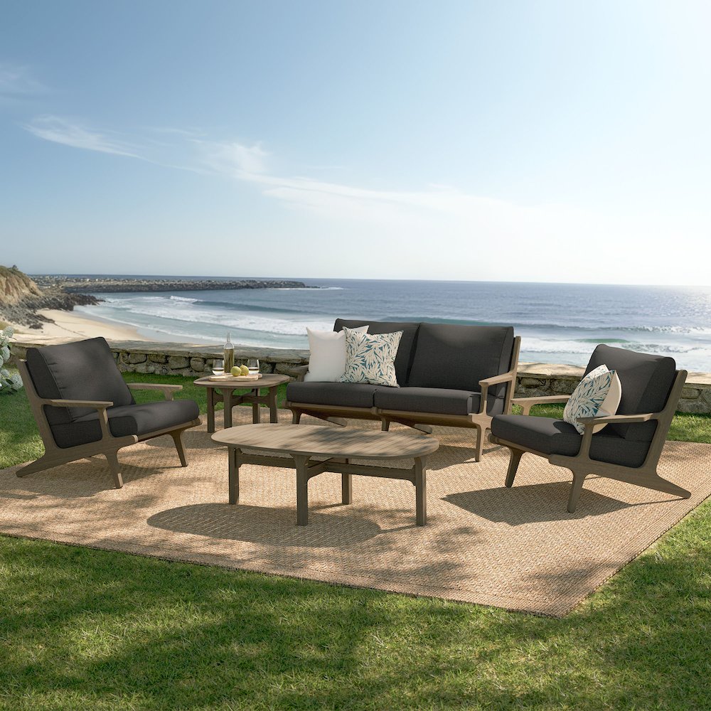 Saratoga 5-Piece Outdoor Patio Teak Wood Furniture Set. Picture 14