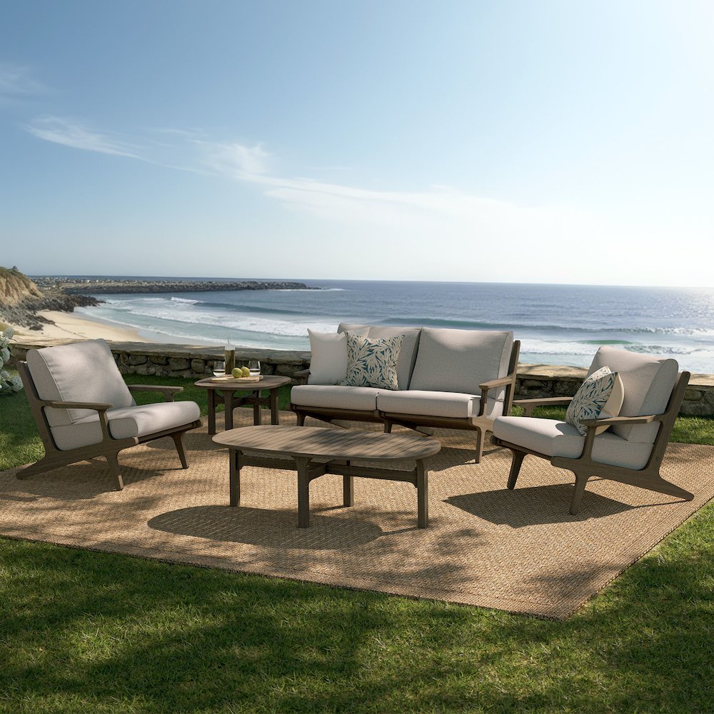 Saratoga 5-Piece Outdoor Patio Teak Wood Furniture Set. Picture 13