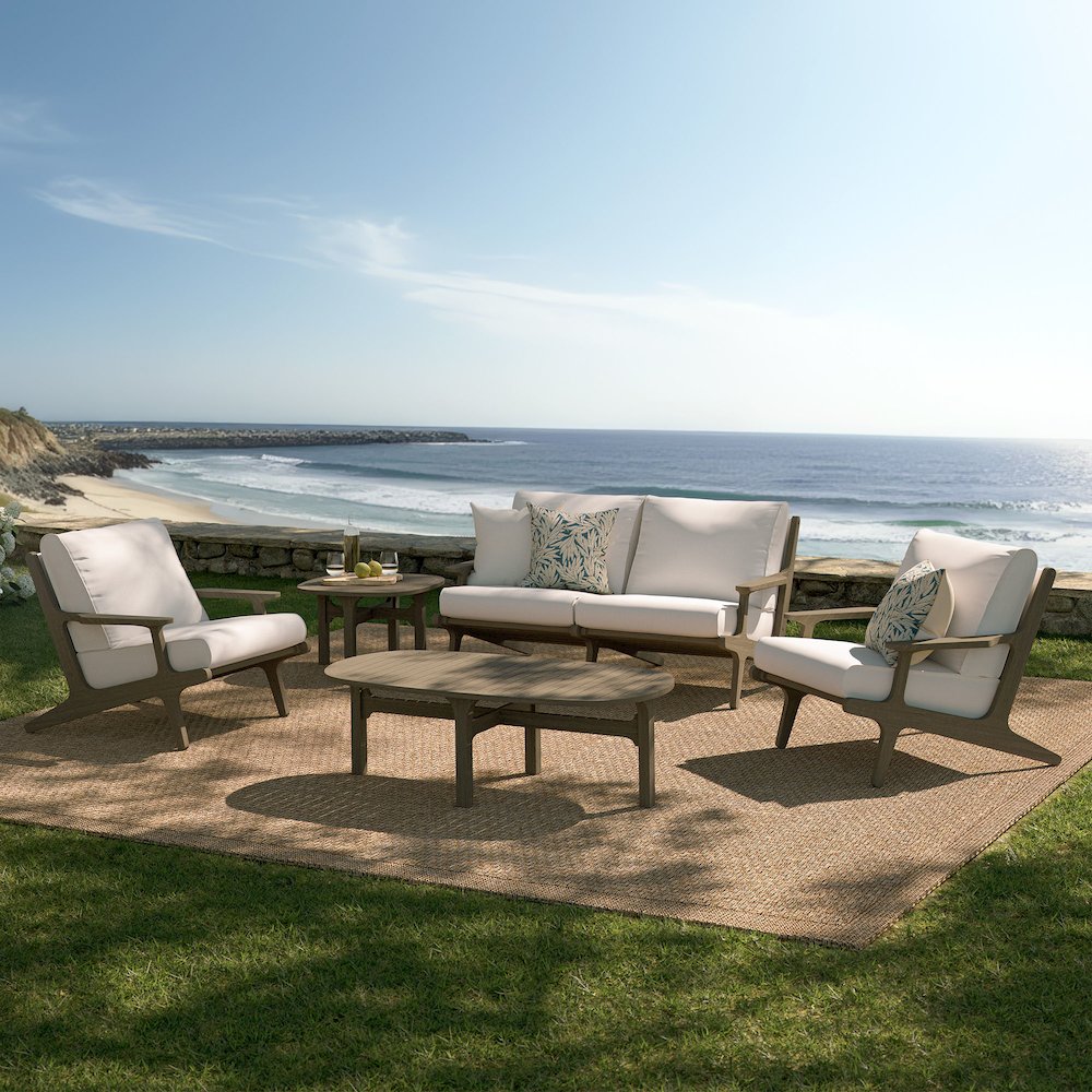 Saratoga 5-Piece Outdoor Patio Teak Wood Furniture Set. Picture 9