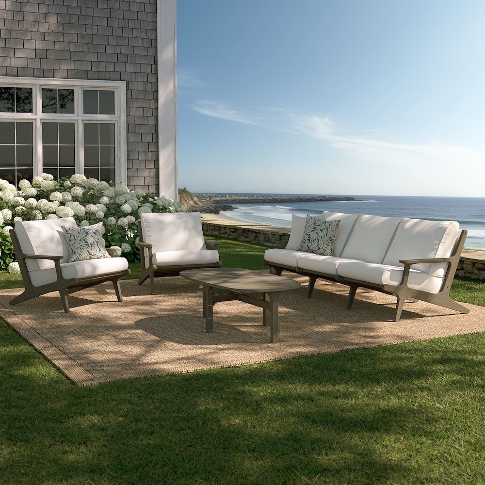Saratoga 4-Piece Outdoor Patio Teak Wood Furniture Set. Picture 8