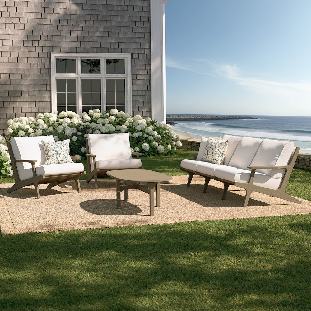 Saratoga 4-Piece Outdoor Patio Teak Wood Furniture Set. Picture 9
