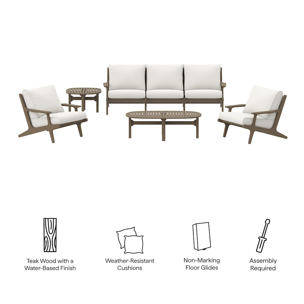 Saratoga 4-Piece Outdoor Patio Teak Wood Furniture Set. Picture 5