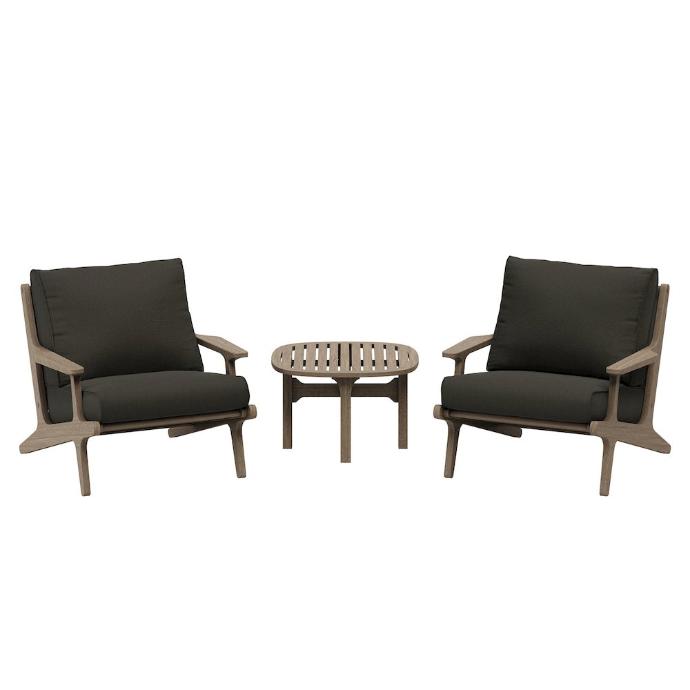 Saratoga 3-Piece Patio Teak Wood Furniture Set Lounge Chairs, Side Table. Picture 1