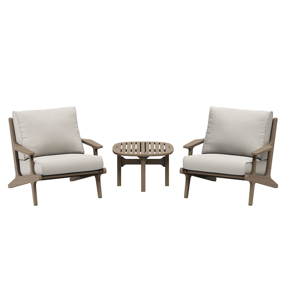 Saratoga 3-Piece Patio Teak Wood Furniture Set Lounge Chairs, Side Table. Picture 1