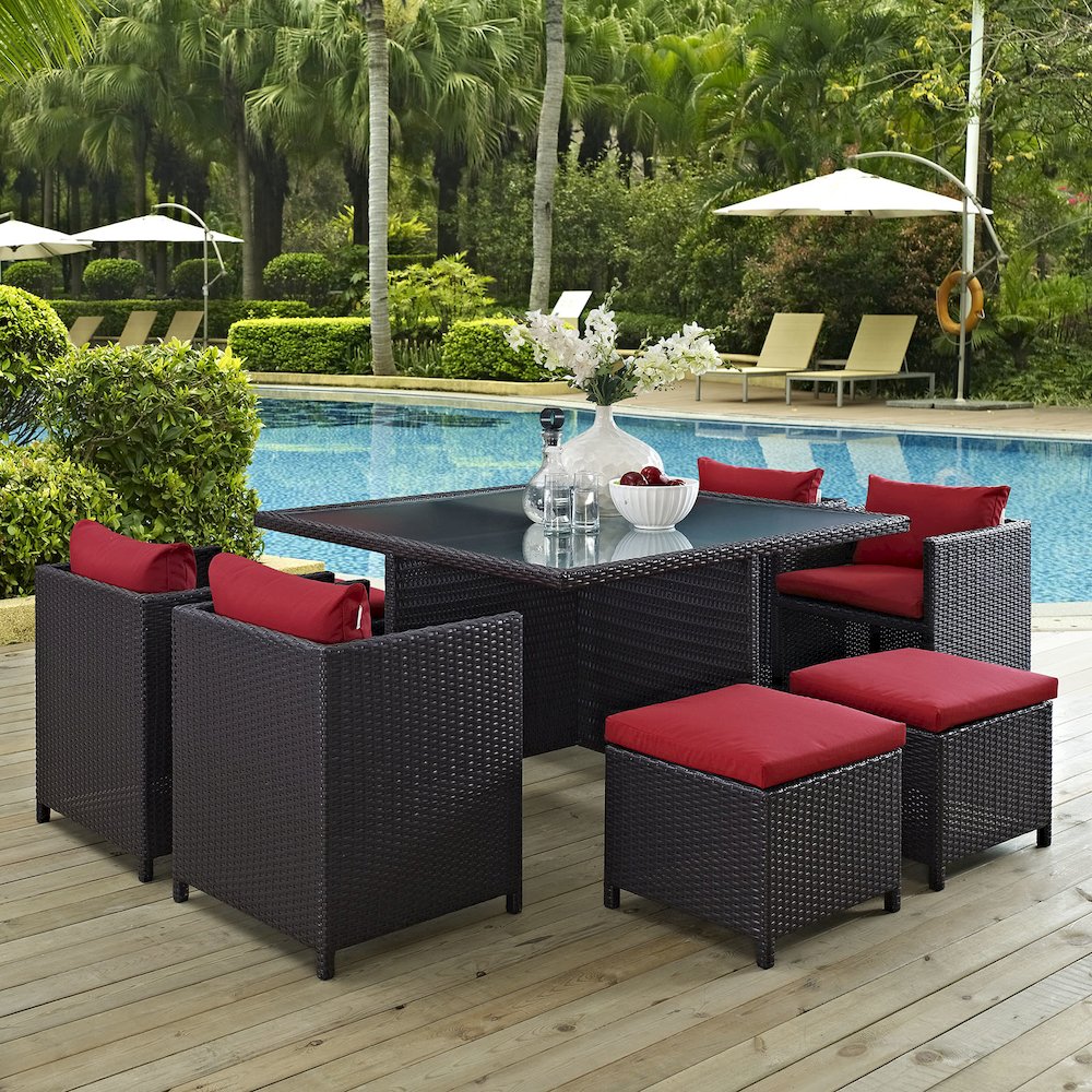 Inverse 9 Piece Outdoor Patio Dining Set. Picture 4