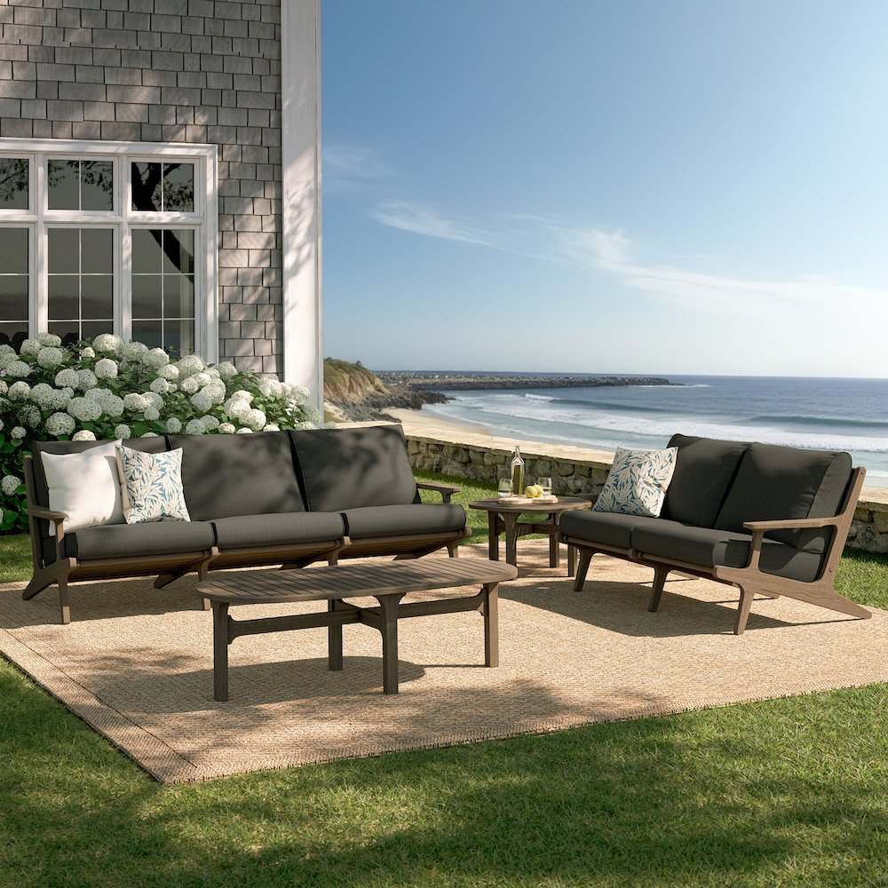 Saratoga 4-Piece Outdoor Patio Teak Wood Furniture Set. Picture 13