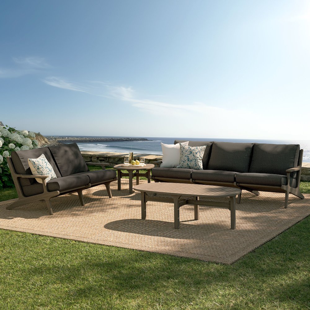 Saratoga 4-Piece Outdoor Patio Teak Wood Furniture Set. Picture 14