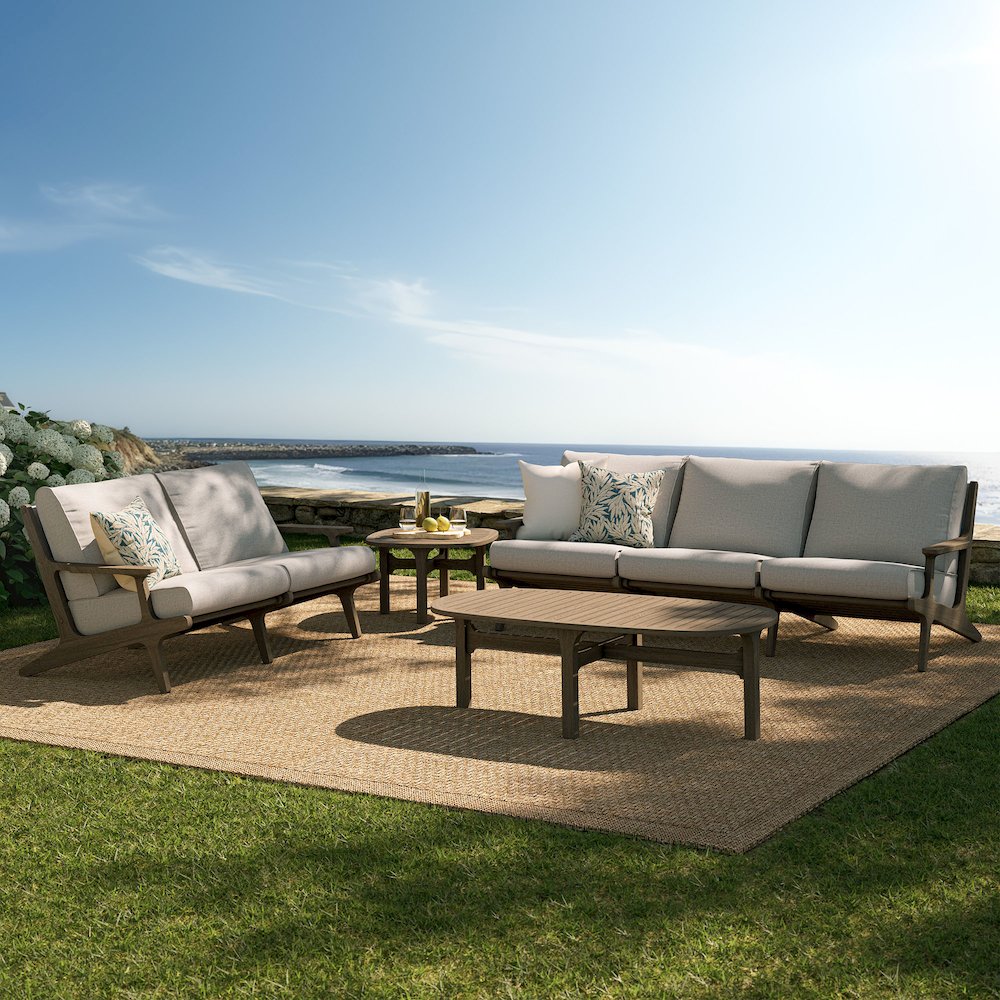 Saratoga 4-Piece Outdoor Patio Teak Wood Furniture Set. Picture 14