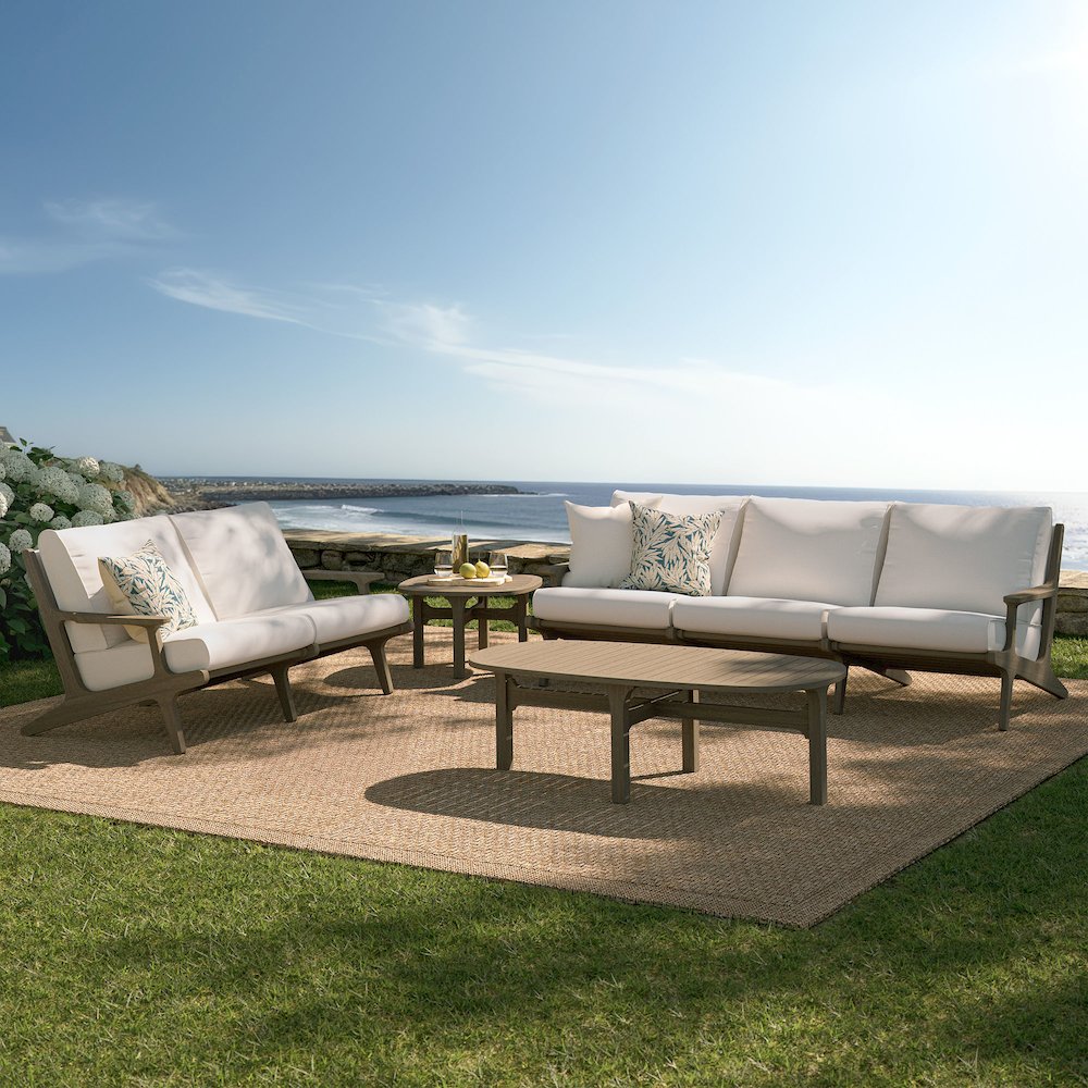 Saratoga 4-Piece Outdoor Patio Teak Wood Furniture Set. Picture 8