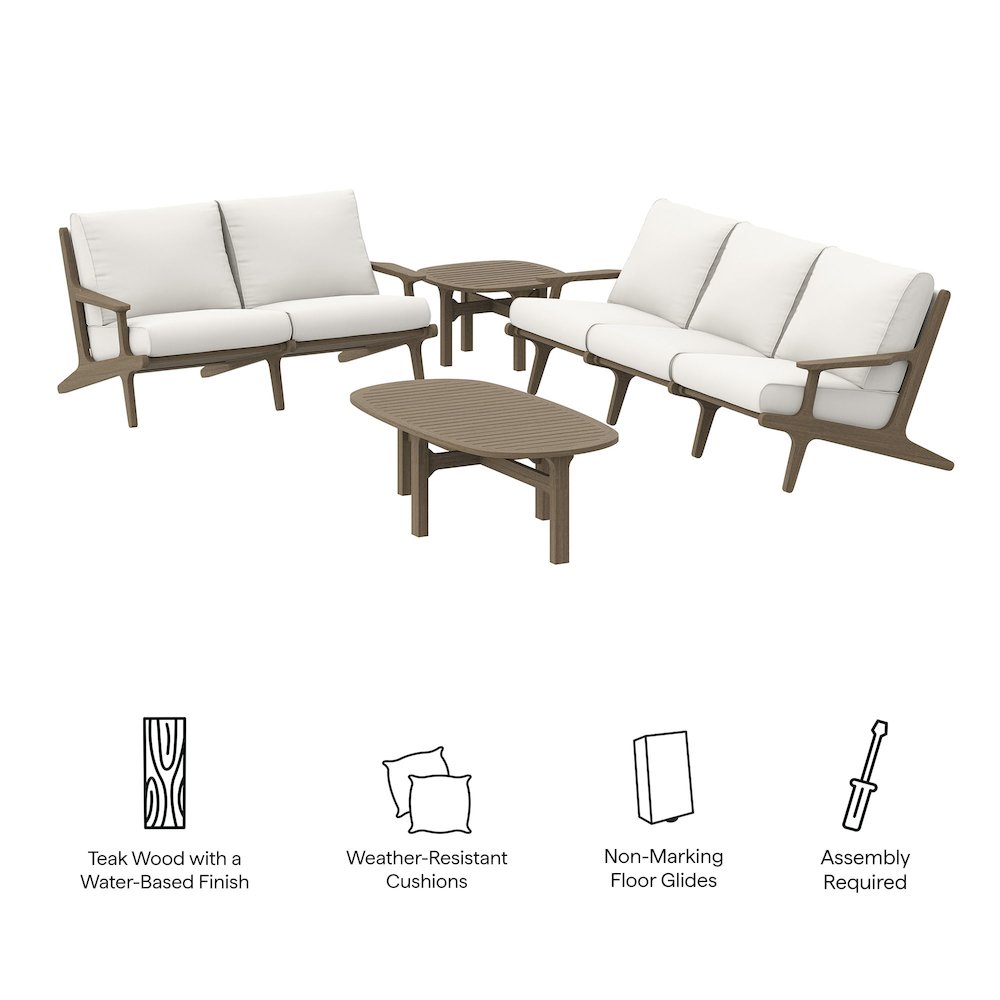 Saratoga 4-Piece Outdoor Patio Teak Wood Furniture Set. Picture 2