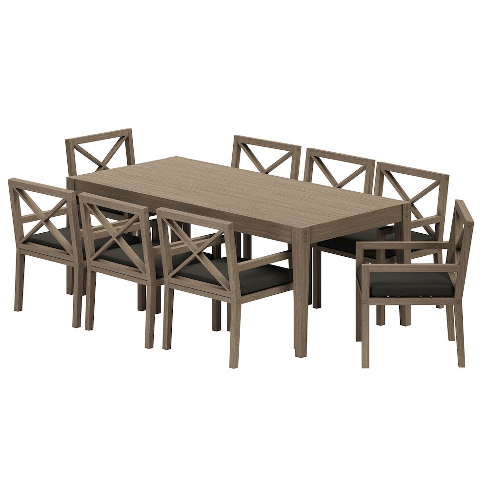 Northlake 9-Piece Outdoor Patio Teak Wood Dining Set. Picture 5