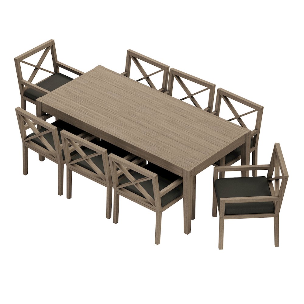 Northlake 9-Piece Outdoor Patio Teak Wood Dining Set. Picture 1