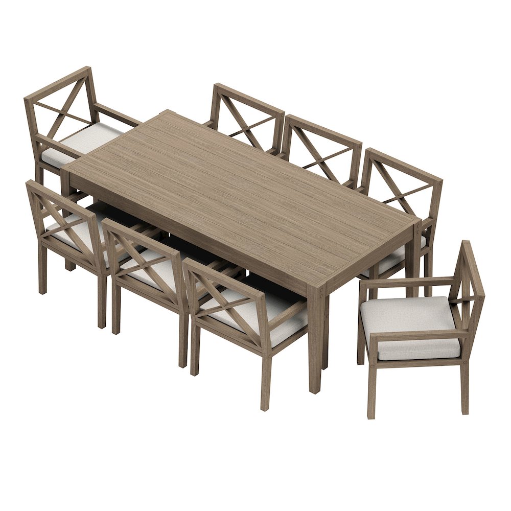Northlake 9-Piece Outdoor Patio Teak Wood Dining Set. Picture 5