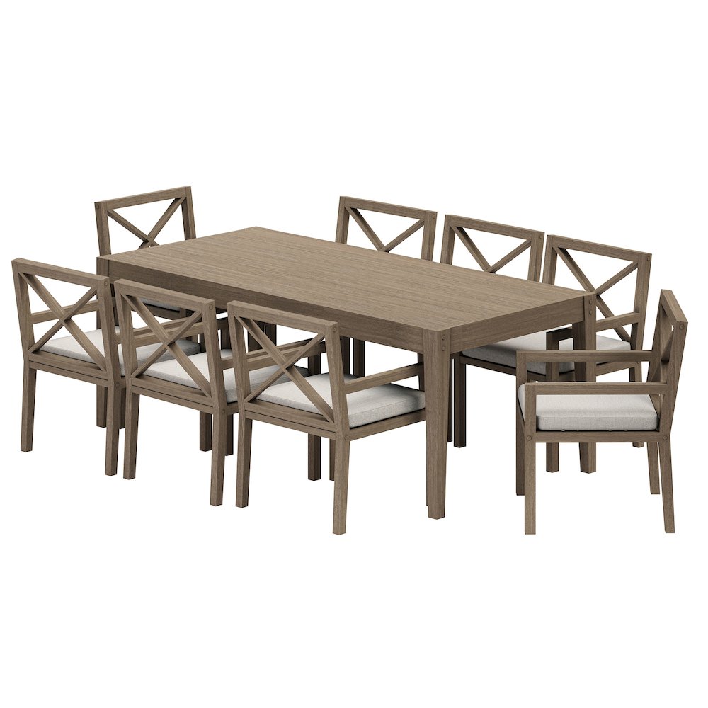 Northlake 9-Piece Outdoor Patio Teak Wood Dining Set. Picture 1