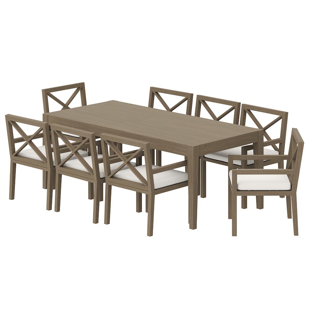 Northlake 9-Piece Outdoor Patio Teak Wood Dining Set. Picture 1