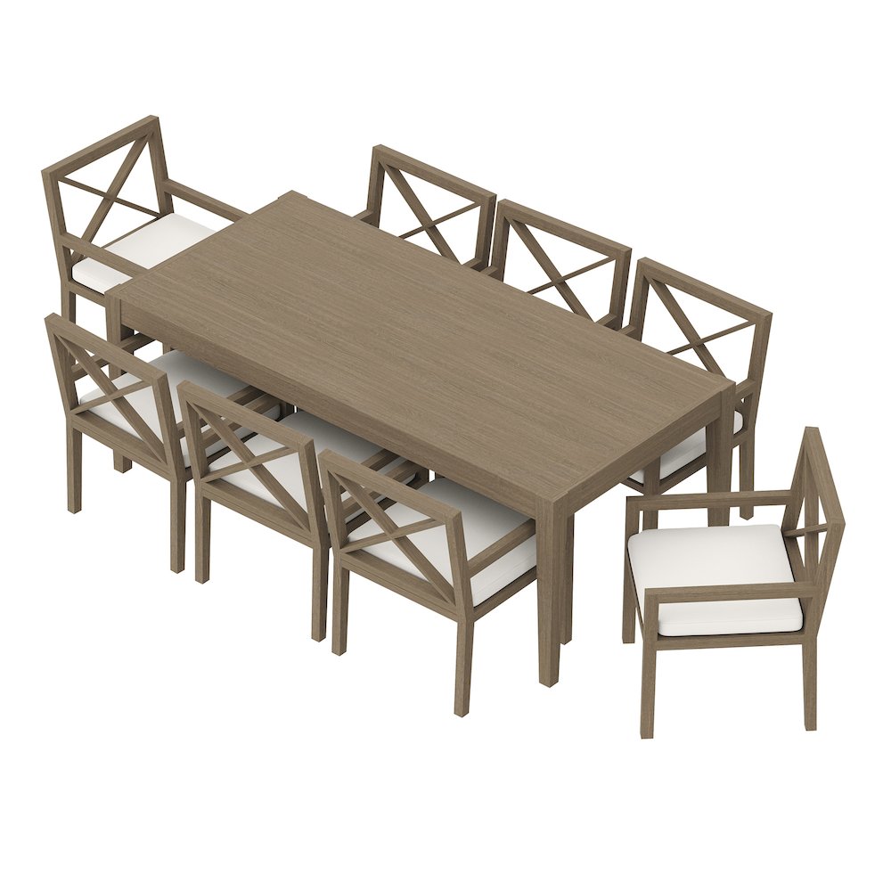 Northlake 9-Piece Outdoor Patio Teak Wood Dining Set. Picture 5