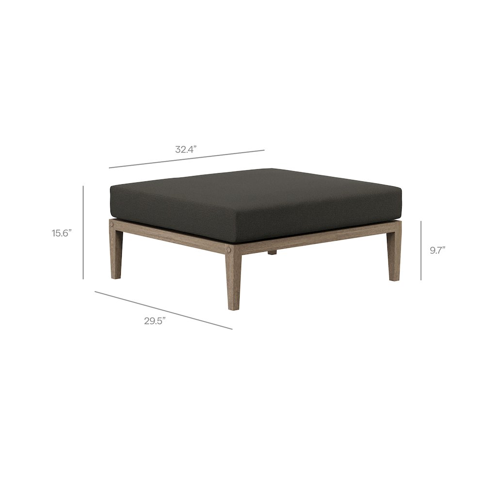Northlake Outdoor Patio Teak Wood Loveseat and Ottoman Set. Picture 4
