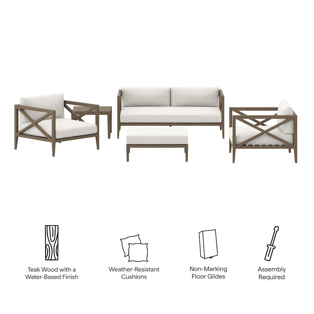 Northlake 5-Piece Outdoor Patio Teak Wood Furniture Set. Picture 6