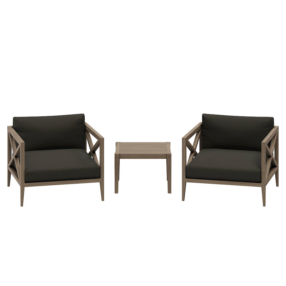 Northlake 3-Piece Patio Teak Wood Furniture Set Armchair, Side Table. Picture 1