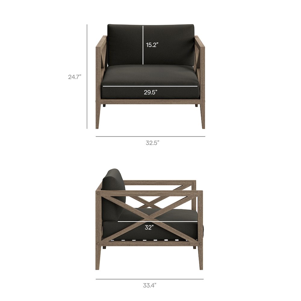 Northlake 3-Piece Patio Teak Wood Furniture Set Armchair, Side Table. Picture 3