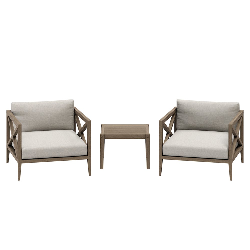 Northlake 3-Piece Patio Teak Wood Furniture Set Armchair, Side Table. Picture 1