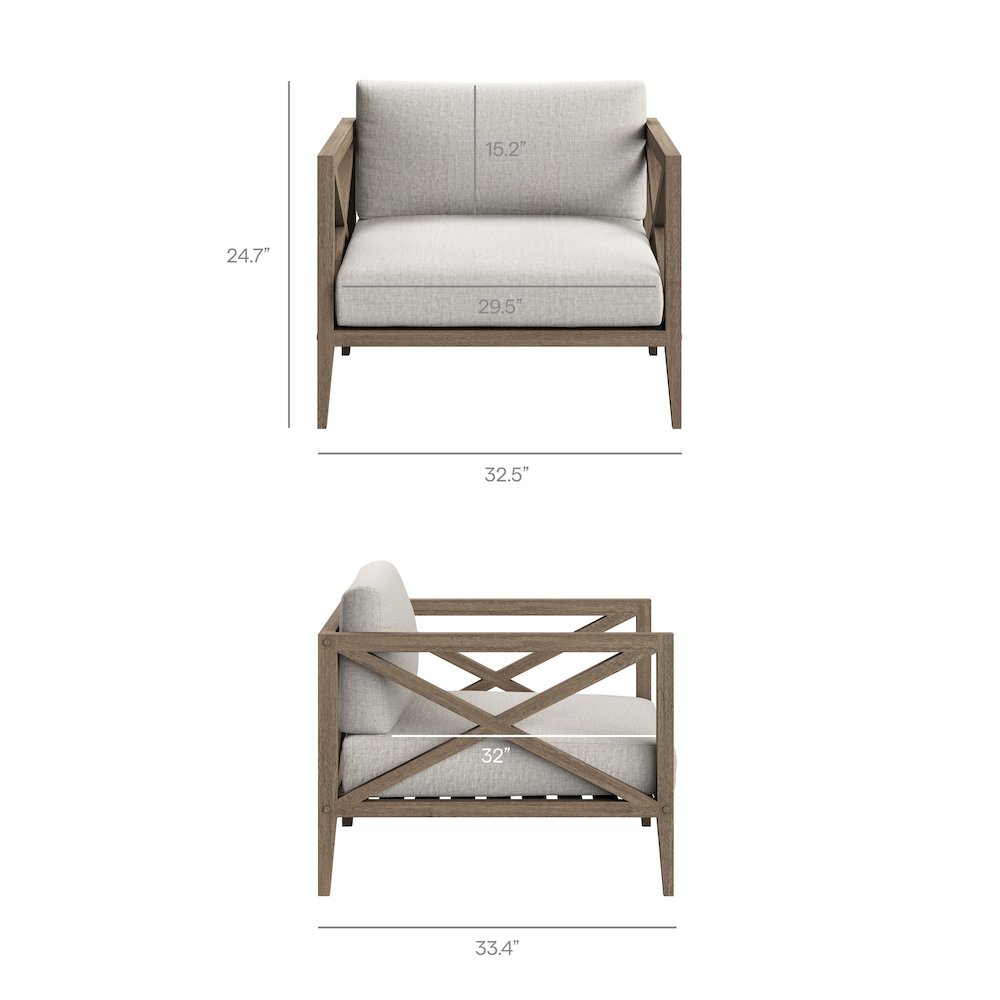 Northlake 3-Piece Patio Teak Wood Furniture Set Armchair, Side Table. Picture 3