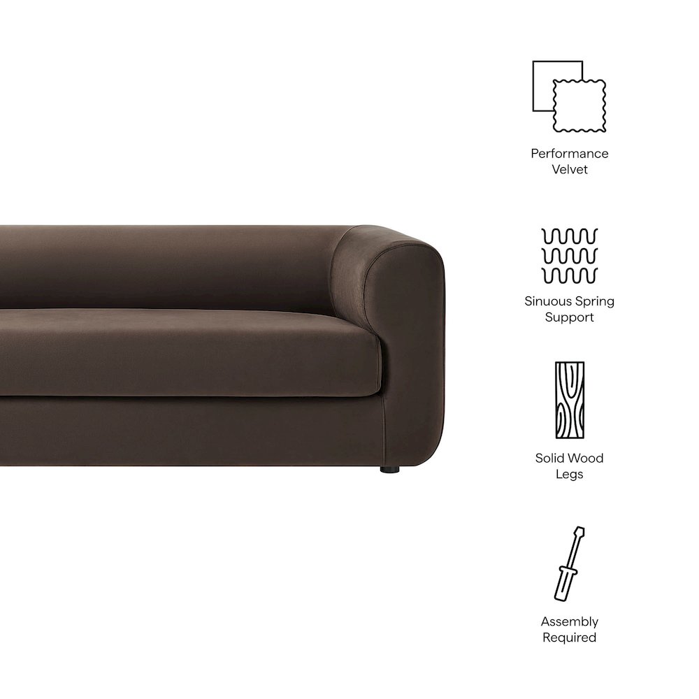 Leif 89" Performance Velvet Upholstered Sofa. Picture 2