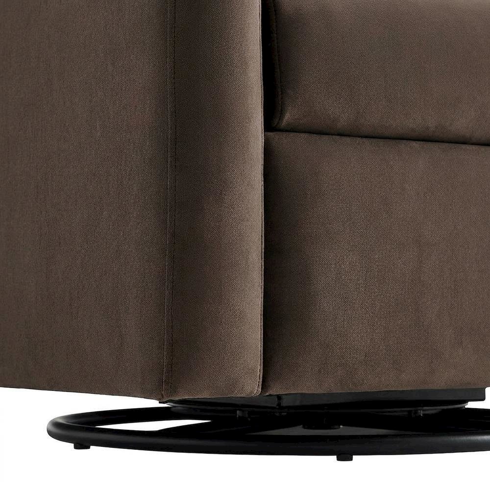Performance Velvet Swivel Accent Armchair for Living Room, Bedroom, Chocolate. Picture 7