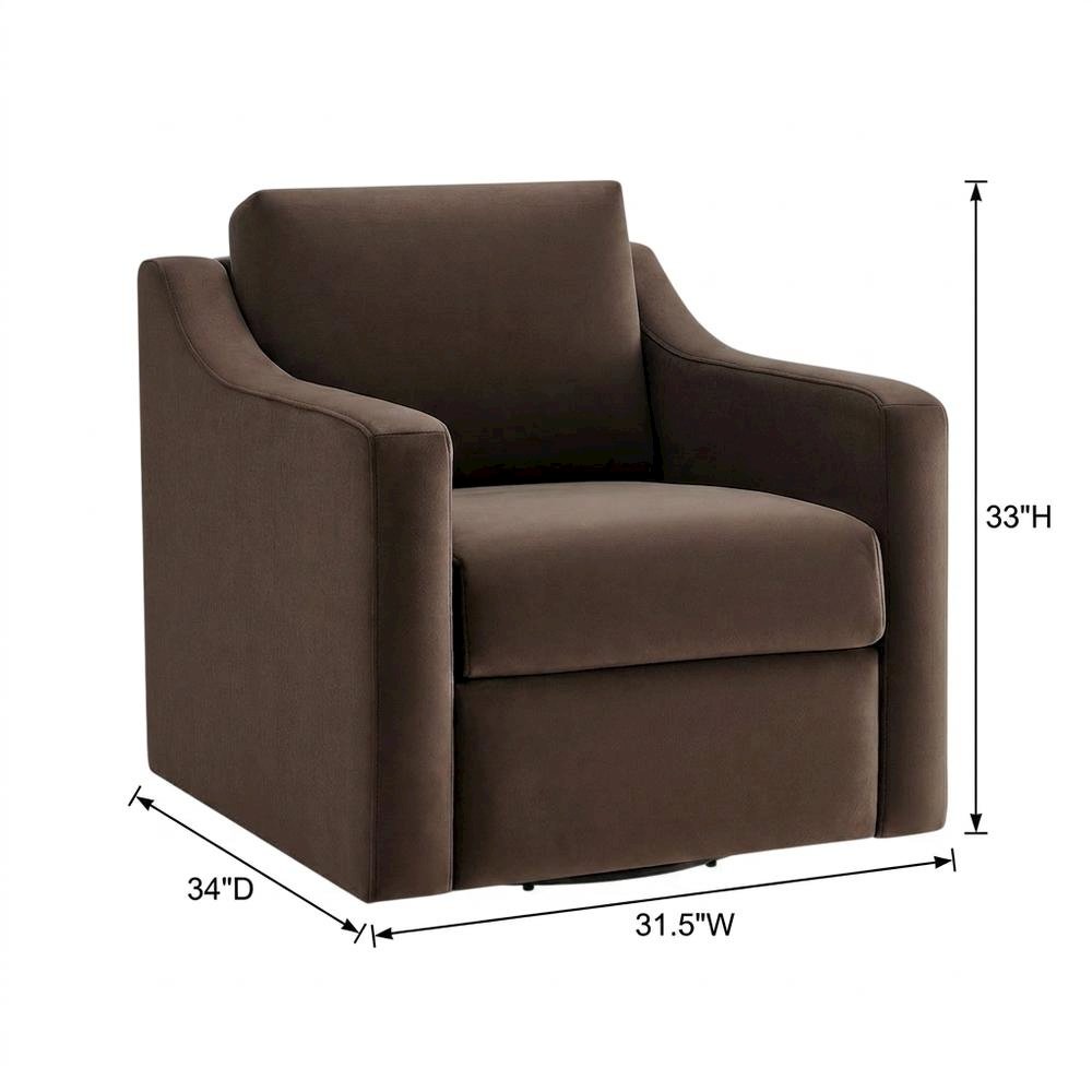 Performance Velvet Swivel Accent Armchair for Living Room, Bedroom, Chocolate. Picture 5