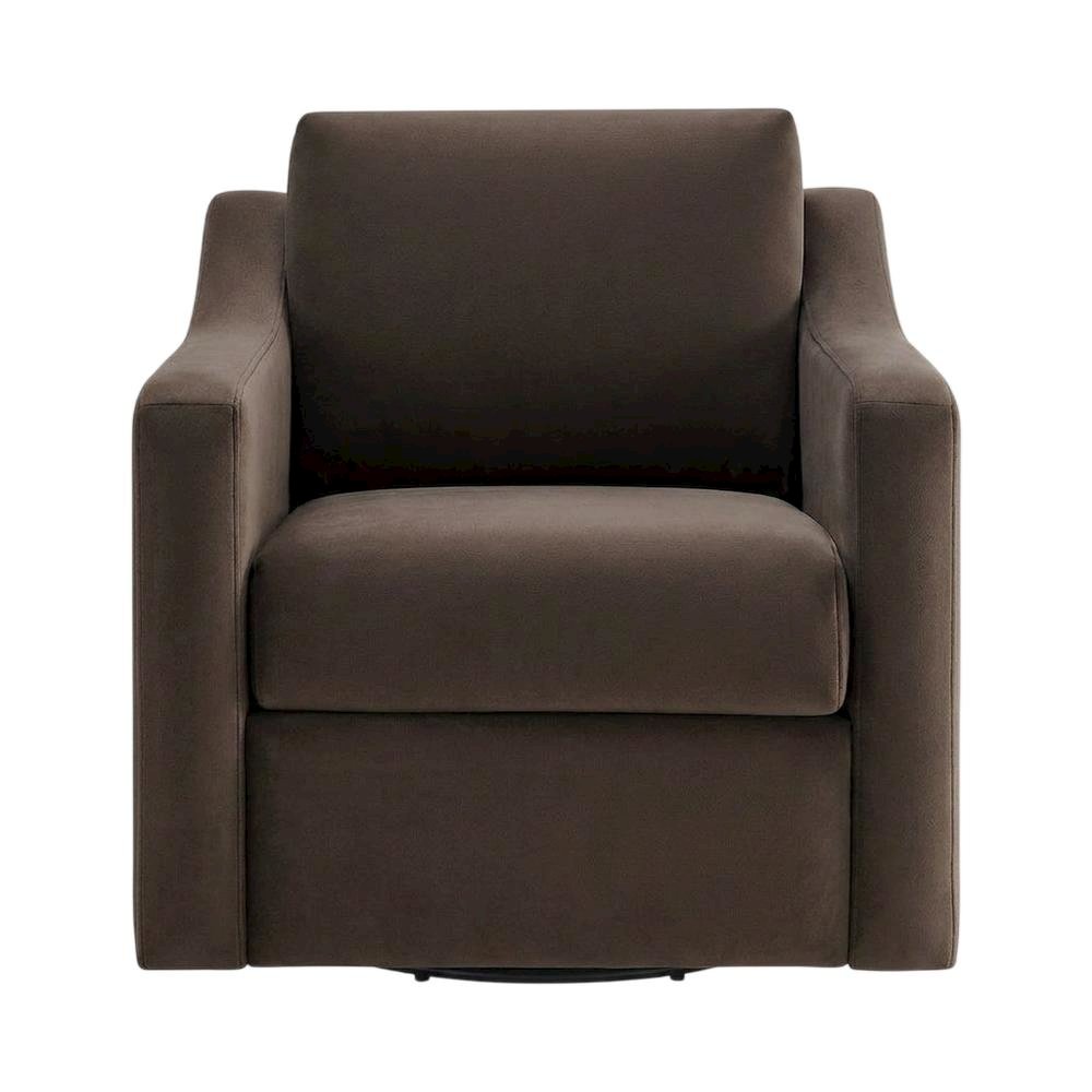 Performance Velvet Swivel Accent Armchair for Living Room, Bedroom, Chocolate. Picture 1