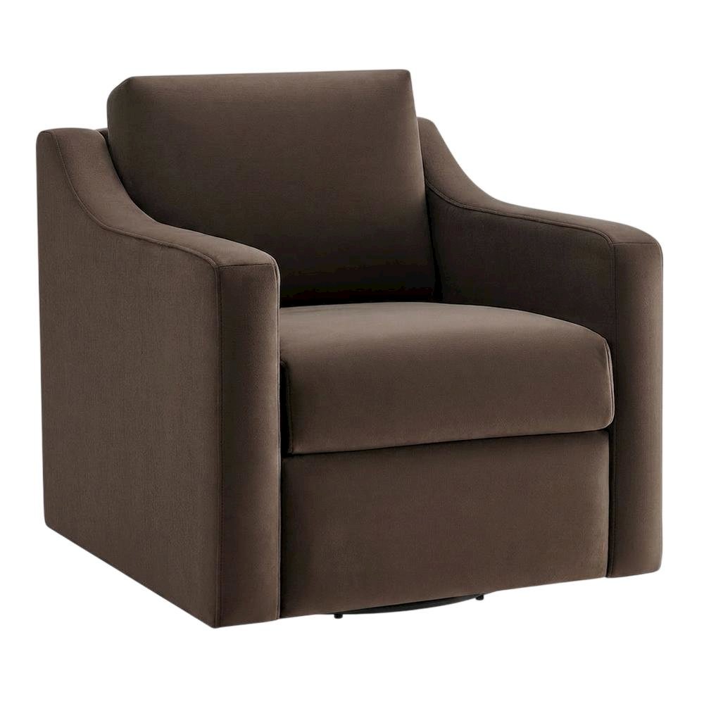 Performance Velvet Swivel Accent Armchair for Living Room, Bedroom, Chocolate. Picture 4