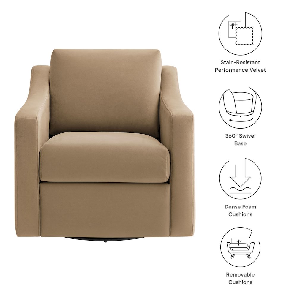 Liora Performance Velvet Armchair. Picture 3